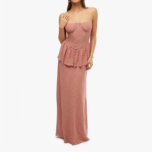 NWT Anthropologie We Wore What Strapless Corset Peplum Maxi Dress Sz 2